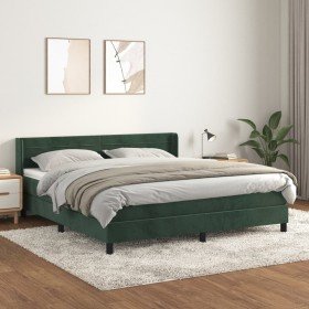 Cama box spring con colchón terciopelo verde oscuro 180x200 cm Cama box spring con colchón terciopelo verde oscuro 180x200 cm