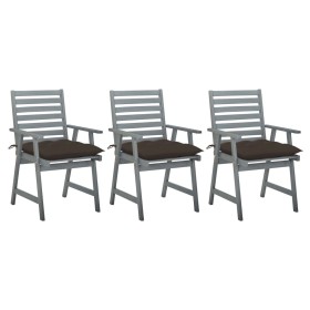 Sillas comedor de jardín 3 uds madera maciza acacia y cojines von , Gartenstühle - Ref: Foro24-3064451, Preis: 284,75 €, Raba...