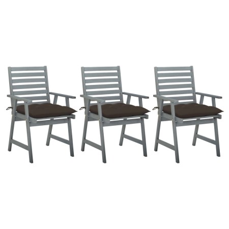 Sillas comedor de jardín 3 uds madera maciza acacia y cojines by , Garden chairs - Ref: Foro24-3064451, Price: 290,30 €, Disc...