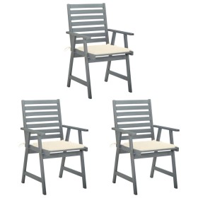Sillas comedor de jardín 3 uds madera maciza acacia y cojines von , Gartenstühle - Ref: Foro24-3064430, Preis: 283,26 €, Raba...