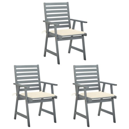 Sillas comedor de jardín 3 uds madera maciza acacia y cojines von , Gartenstühle - Ref: Foro24-3064430, Preis: 283,26 €, Raba...