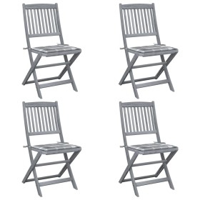 Sillas de jardín plegables 4 uds madera maciza acacia y cojines by , Garden chairs - Ref: Foro24-3064577, Price: 204,78 €, Di...