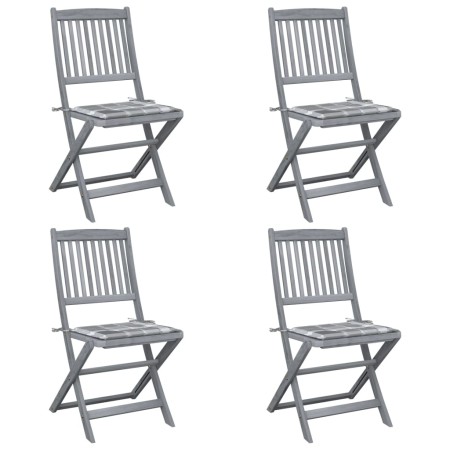 Sillas de jardín plegables 4 uds madera maciza acacia y cojines by , Garden chairs - Ref: Foro24-3064577, Price: 204,78 €, Di...