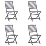 Sillas de jardín plegables 4 uds madera maciza acacia y cojines by , Garden chairs - Ref: Foro24-3064577, Price: 204,78 €, Di...