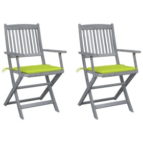 Sillas de jardín plegables 2 uds cojines madera maciza acacia de , Sillas de jardín - Ref: Foro24-3064493, Precio: 128,34 €, ...