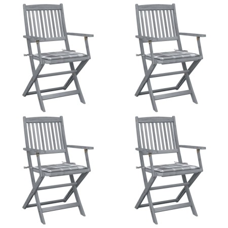 Sillas de jardín plegables 4 uds madera maciza acacia y cojines von , Gartenstühle - Ref: Foro24-3064523, Preis: 188,29 €, Ra...
