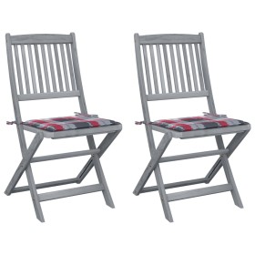 Sillas de jardín plegables 2 uds madera maciza acacia y cojines von , Gartenstühle - Ref: Foro24-3064549, Preis: 134,14 €, Ra...