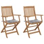 Sillas de jardín plegables 2 uds y cojines madera maciza acacia by , Garden chairs - Ref: Foro24-3064604, Price: 162,70 €, Di...