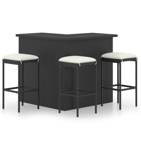 Set de bar para jardín 4 pzas y cojines ratán sintético negro von , Gartensets - Ref: Foro24-3064923, Preis: 455,23 €, Rabatt: %