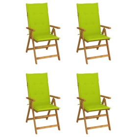 Sillas de jardín reclinables 4 uds madera maciza acacia cojines de , Sillas de jardín - Ref: Foro24-3065358, Precio: 331,38 €...