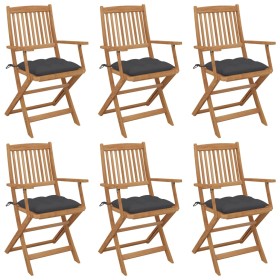 Sillas de jardín plegables 6 uds y cojines madera maciza acacia de , Sillas de jardín - Ref: Foro24-3065476, Precio: 353,99 €...