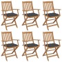 Sillas de jardín plegables 6 uds y cojines madera maciza acacia von , Gartenstühle - Ref: Foro24-3065476, Preis: 353,99 €, Ra...