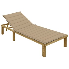 Tumbona con cojín beige madera de pino impregnada von , Liegen - Ref: Foro24-3065822, Preis: 129,36 €, Rabatt: %