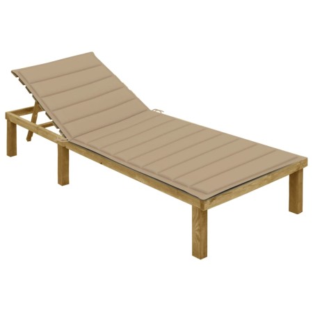 Tumbona con cojín beige madera de pino impregnada von , Liegen - Ref: Foro24-3065822, Preis: 129,36 €, Rabatt: %