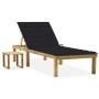 Tumbona de jardín con mesa y cojín de madera de pino impregnada von , Liegen - Ref: Foro24-3065841, Preis: 128,90 €, Rabatt: %