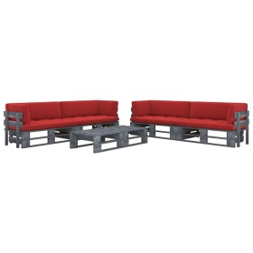 Muebles de palets 6 pzas y cojines madera pino impregnada gris de , Conjuntos de jardín - Ref: Foro24-3066991, Precio: 623,07...