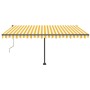 Toldo de pie automático amarillo y blanco 450x350 cm by , Awnings - Ref: Foro24-3069848, Price: 641,54 €, Discount: %