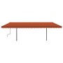 Toldo automático LED sensor de viento naranja marrón 6x3,5 m