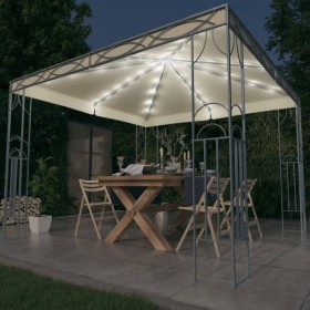 Cenador con tira de luces LED 300x300 cm crema de , Carpas y cenadores - Ref: Foro24-3070338, Precio: 305,22 €, Descuento: %