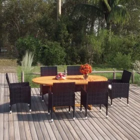 7-Piece Black Synthetic Rattan Garden Dining Set by vidaXL, Garden sets - Ref: Foro24-3070751, Price: 666,12 €, Discount: %