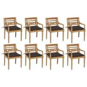 Sillas Batavia 8 unidades madera maciza de teca con cojines de , Sillas de jardín - Ref: Foro24-3073372, Precio: 1,00 €, Desc...