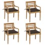 Sillas Batavia 4 unidades madera maciza de teca con cojines de , Sillas de jardín - Ref: Foro24-3073318, Precio: 501,02 €, De...