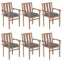 Sillas de jardín apilables 6 uds madera maciza teca con cojines by , Garden chairs - Ref: Foro24-3073422, Price: 776,34 €, Di...