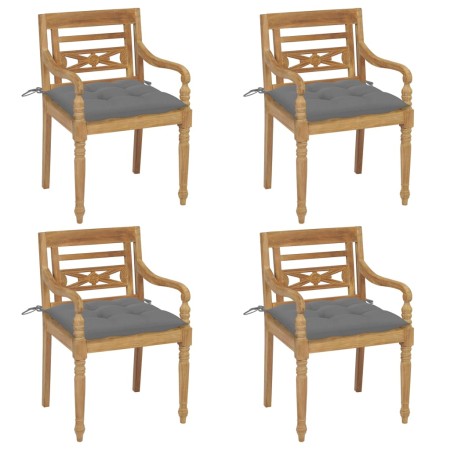 Sillas Batavia 4 unidades madera maciza de teca con cojines de , Sillas de jardín - Ref: Foro24-3073311, Precio: 500,29 €, De...