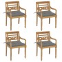 Sillas Batavia 4 unidades madera maciza de teca con cojines de , Sillas de jardín - Ref: Foro24-3073311, Precio: 500,29 €, De...