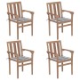 Sillas de jardín apilables 4 uds madera maciza teca con cojines de , Sillas de jardín - Ref: Foro24-3073393, Precio: 502,76 €...