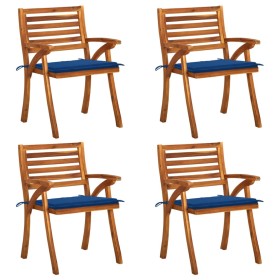 Sillas de jardín con cojines 4 unidades madera maciza de acacia de , Sillas de jardín - Ref: Foro24-3075184, Precio: 512,28 €...