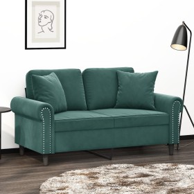 Sofá de 2 plazas con cojines terciopelo verde oscuro 120 cm by , Sofas - Ref: Foro24-3200937, Price: 282,38 €, Discount: %