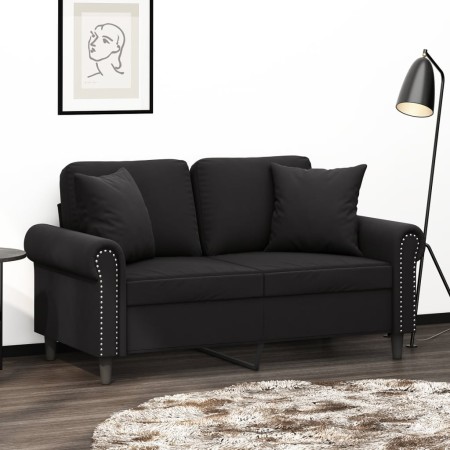 Sofá de 2 plazas con cojines terciopelo negro 120 cm by , Sofas - Ref: Foro24-3200940, Price: 271,06 €, Discount: %