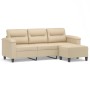 Sofá de 3 plazas y taburete tela microfibra crema 180 cm von , Sofas - Ref: Foro24-3201235, Preis: 392,96 €, Rabatt: %