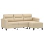 Sofá de 3 plazas y taburete tela microfibra crema 180 cm von , Sofas - Ref: Foro24-3201235, Preis: 392,96 €, Rabatt: %