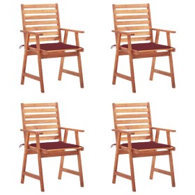 Sillas comedor de jardín y cojines 4 uds madera maciza acacia de , Sillas de jardín - Ref: Foro24-3078329, Precio: 304,58 €, ...