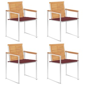 Sillas de jardín 4 unidades con cojines madera maciza teca von , Gartenstühle - Ref: Foro24-3078563, Preis: 547,30 €, Rabatt: %