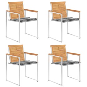 Sillas de jardín 4 unidades con cojines madera maciza teca von , Gartenstühle - Ref: Foro24-3078568, Preis: 548,61 €, Rabatt: %