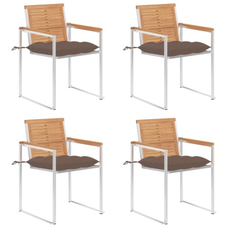 Sillas de jardín 4 unidades con cojines madera maciza teca by , Garden chairs - Ref: Foro24-3078577, Price: 556,62 €, Discoun...