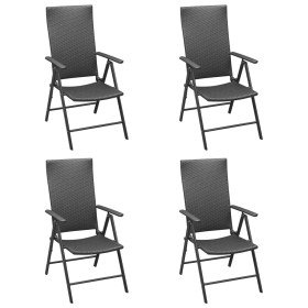 Sillas de jardín 4 unidades ratán sintético negro