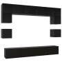 Set de muebles de salón TV 8 piezas madera ingeniería negro by , TV Furniture - Ref: Foro24-3078797, Price: 344,56 €, Discoun...