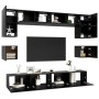 Set de muebles de salón TV 8 piezas madera ingeniería negro by , TV Furniture - Ref: Foro24-3078797, Price: 344,56 €, Discoun...