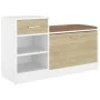White engineered wood and Sonoma oak shoe bench by vidaXL, Shoe racks and shoe organizers - Ref: Foro24-326746, Price: 105,27...