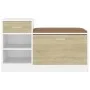White engineered wood and Sonoma oak shoe bench by vidaXL, Shoe racks and shoe organizers - Ref: Foro24-326746, Price: 105,27...