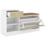 White engineered wood and Sonoma oak shoe bench by vidaXL, Shoe racks and shoe organizers - Ref: Foro24-326746, Price: 105,27...
