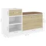 White engineered wood and Sonoma oak shoe bench by vidaXL, Shoe racks and shoe organizers - Ref: Foro24-326746, Price: 105,27...