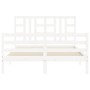 Weißer Massivholzbettrahmen mit Kopfteil 140x200 cm von vidaXL, Betten und Lattenroste - Ref: Foro24-3193922, Preis: 132,50 €...