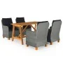 Juego de comedor para jardín de 5 piezas gris claro de vidaXL, Conjuntos de jardín - Ref: Foro24-3068791, Precio: 691,02 €, D...