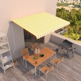 Yellow and white automatic retractable awning 450x300 cm by vidaXL, Awnings - Ref: Foro24-3068928, Price: 378,37 €, Discount: %