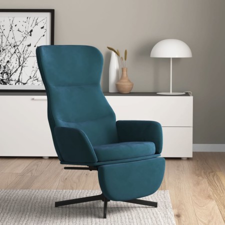 Sillón de relax con reposapiés terciopelo azul by , Armchairs - Ref: Foro24-3097505, Price: 120,84 €, Discount: %